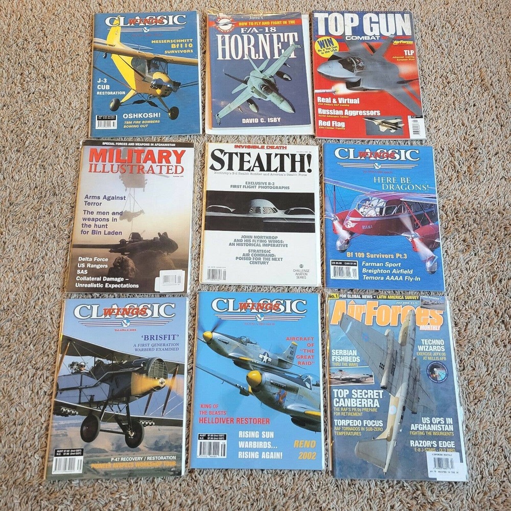 Vintage Aircraft & Avionic Magazine Classic Wings, Lot Of 31, Protected Covered